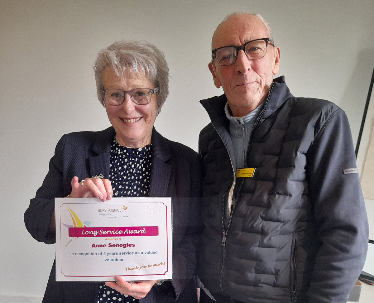 Volunteer Anne with trustee Paul Horrocks