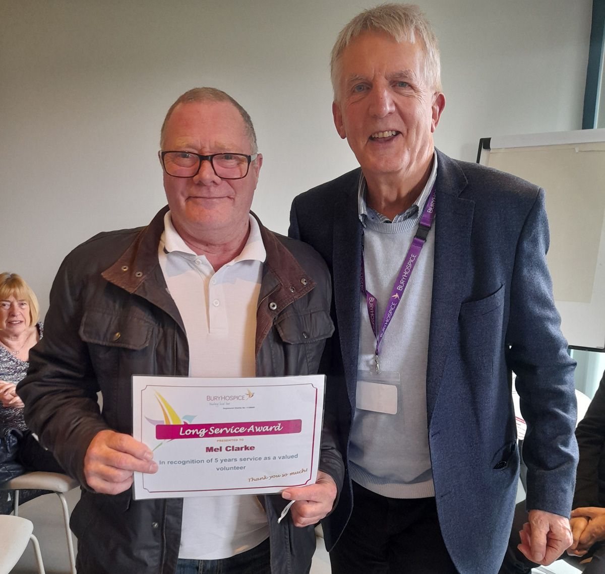 Volunteer Mel with trustee Dr Kevin Jones