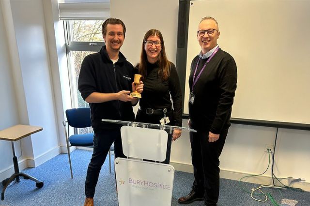 Alastair Macdonald accepts the trophy on behalf of Cranswick Continental Foods Alastair Macdonald accepts the winner’s trophy on behalf of Cranswick Continental Foods.